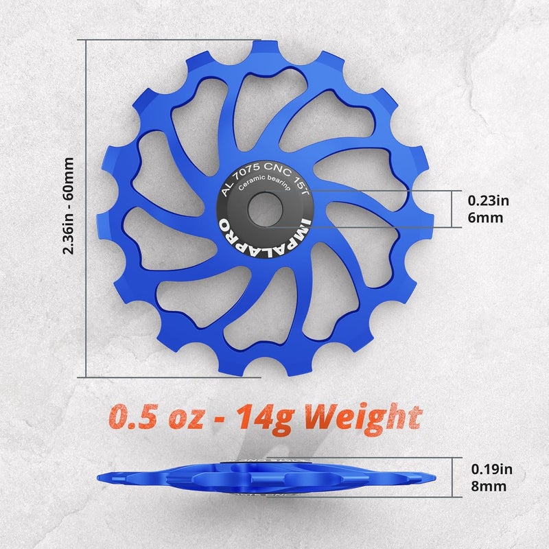 IMPALAPRO Bike Oversized Ceramic Derailleur Pulley Wheel 15T/17T AL7075 Compatible with Shimano Jockey Wheels and Rear derailleur Pulley Sram - Image 3